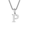 Silver stainless steel box chain necklace with a minimalist letter P pendant charm - P-Silver