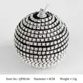 Pallina di Natale nera con paillettes argentate e strass decorativi da 8cm - Tipo C (Pallina a Strisce con Strass 8cm)