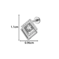 Silver geometric titanium stud earring with nested rhombus shape and cubic zirconia stones - Silver Square Halo Style (T2583-2#Silver)