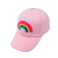 Casquette de baseball rose pour enfants avec patch arc-en-ciel en coton croisé - Rose - Style Adulte
