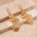 Goldene geometrische Hohlnetz-Ohrringe mit Rautenquasten und geschichtetem Design - Gold