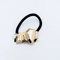 Elegant hair tie with black elastic band and gold irregular geometric metal ornament - Irregular Geometric Shape (Hair Tie 62)
