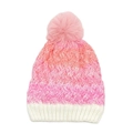 Dettaglio della trama a maglia e morbido pompon di un caldo cappello invernale - M(50-54cm) / Rosa