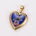 Golden heart locket pendant with blue enamel, witch hat and pumpkin motif - Halloween Witch Pumpkin Style (Style 5)