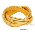 12mm golden snake bone stretch bracelet featuring tiered wide band metallic texture - SZ27 2-Layer / Gold