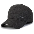 Dark grey textured wool baseball cap for men with a black Sports label on the side - Adjustable / Dark Grey With Letter Tag