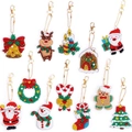 11-piece 5D DIY Christmas diamond painting keychain set with Santa and reindeer motifs - YS-30 Santa and Friends (11Pcs)