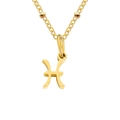 Elegant gold Pisces zodiac symbol pendant necklace with decorative beads and polished finish - Pisces / 1 Piece / Gold