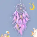 Pink and purple dream catcher with woven circle, floral center and gradient feathers - Creamy Little Flowers - Pink Quality Choice / Default Quality Choice