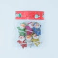 Set of 6 mini Santa Claus ornaments with glitter finish in red green and gold colors - 6 Pieces Per Bag / Colorful