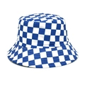 Dettaglio del cappello a secchiello a scacchi blu con trama in tela e protezione dal sole - M (56-58cm) / Blu Reale