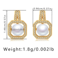 Goldene S925 Silbernadel Perlenohrstecker mit 18K vergoldetem quadratischem Rahmen - Goldener geometrischer Zirkonia-Perlenanhänger (KE1300-2)