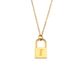 Chic golden multi-layer necklace featuring a gothic letter J embossed lock pendant - Letter I