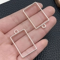 Silver rectangular metal open bezel frame charms for DIY jewelry making pendants - Small Rectangle Bezel (22247) / 34x21mm / Bright Silver