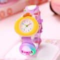 Cute purple chicken kids glowing watch with translucent strap and colorful backlight - Purple Chick