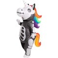 Inflatable unicorn skeleton costume in black with rainbow mane for Halloween parties - Skull Standing Unicorn / One Size