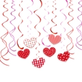 Set di decorazioni a spirale a cuore per San Valentino con motivi rosa e rossi - Decorazioni a Ricciolo