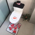 3-piece snowman Christmas toilet seat cover set with matching rug and tank lid decor - Snowman
