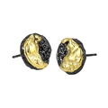 Orecchini a perno in argento S925 con texture lavica nera e oro opaco - Argento sterling 925 / Nero + Oro 18K