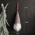 Grey knitted gnome Christmas ornament with size markings 16cm height and red dot hat - Gray Polka Dots (H)