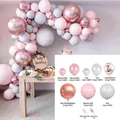 169-piece balloon arch kit with pink, rose gold, and grey macaron latex balloons - Pink Grey Rose Gold Sequins Style (Set 031)