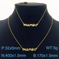 Golden mama letter necklace and bracelet set displayed on a black jewelry mannequin - Gold 2-Piece Set