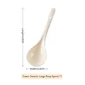 Großer Suppenlöffel aus Keramik in Cremegelb, 23 cm langes minimalistisches Tafelservice - 1 Stk. Großer Keramik Suppenlöffel