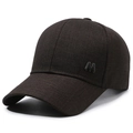 Dunkelbraune Baseballkappe für Herren mit M-Logo aus Metall und fester Kronenform - Kaffeebraun / Einstellbar (56-60cm)