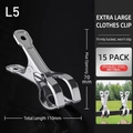 Set of 15 large stainless steel clothes pegs with 70mm wide opening for drying - Extra Large Hanger Clips【15 Pack】