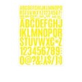 Detail view of bold yellow vinyl waterproof letter and number stickers D10 Yellow - 210x290mm / Yellow