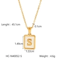 18K gold plated stainless steel necklace with white shell pendant featuring initial S - Letter S (HC-N40052-S)