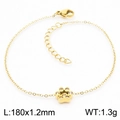 Gold stainless steel chain bracelet with crystal paw print pendant and lobster clasp - Gold Bracelet (KB166628-K)