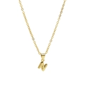 Polished 18k gold plated bubble balloon letter N pendant on a thin cross chain necklace - Letter N