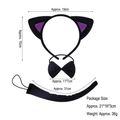 Black and purple cat ear headband, bowtie, and tail three-piece costume set for kids - Black Cat Ear With Purple Inner 3-Piece Set