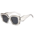 Geometric oversized sunglasses in transparent smoke grey finish with dark grey lenses - Transparent Grey Frame Grey Lens