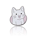 Simpatica spilla in smalto a forma di gatto bianco con base circolare rosa alla moda - Gatto che Fa Capolino (Testa)