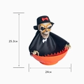 Ciotola per caramelle teschio animato di Halloween con cappello nero e base arancione - No.4 Scheletro Cilindro Papillon / Arancione
