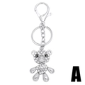 Porte-clés ours en argent scintillant avec strass et motif de petit cœur - Style Debout-Coeur A / Argenté