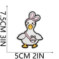Cartoon duck embroidery patch with bunny ears and dimensions 7.5cm x 5cm for clothes - No. 12 (Rabbit Ear Duck)