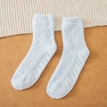 Soft light blue coral fleece socks with anti-slip rubber grips for home wear - One Size / Light Blue