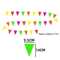 Guirnalda de fiesta colorida con 27 banderas, 4 metros de largo, tonos amarillo y rosa - Pancarta Triangular de 4m (27 Piezas) / 9.5CMx14CM