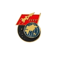 Golden CCCP star emblem pin featuring a red flag and globe on a white background - CCCP Aerospace Theme (xz5828)