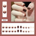 French gradient press-on nails in amber brown and creamy yellow caramel tones - R682 Caramel Pudding