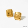 Rectangular hammered gold metal stud earrings with unique textured finish model D2792 - Rectangular Gold (D2792)