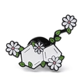 Enamel pin featuring white daisy flowers integrated with chemical molecule structure - Molecular Daisy