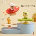 3Pcs baby suction cup spinner toys featuring red cat, green frog and yellow dog shapes - Animal Spinner Set X (Dog + Cat + Frog)