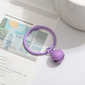 Purple lacquered metal key ring with matching bell charm for DIY accessories - Purple