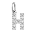 Silver stainless steel letter H charm pendant with cubic zirconia for DIY jewelry - Letter H(ZP39269) / Steel