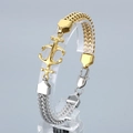 Bracciale bicolore in acciaio inossidabile oro e argento con chiusura ad ancora - Bicolore Oro e Argento (KB181416-KFC)