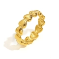 Minimalistische 18K goud vergulde roestvrijstalen open ring met schakelende hartjes - Goud